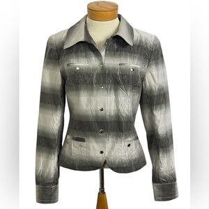 Emil Rutenberg Vintage Silver & Black Snap Jacket Sz 8 Retro Glam